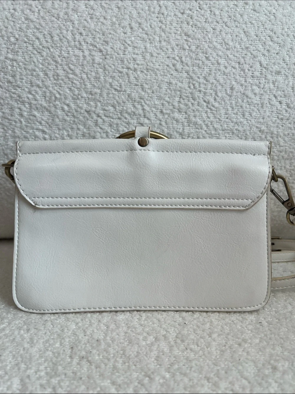 Joy Susan White Crossbody Bag with Gold Ring Accent